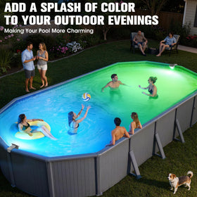 Niceput pool light night-time glow creates a welcoming outdoor vibe.