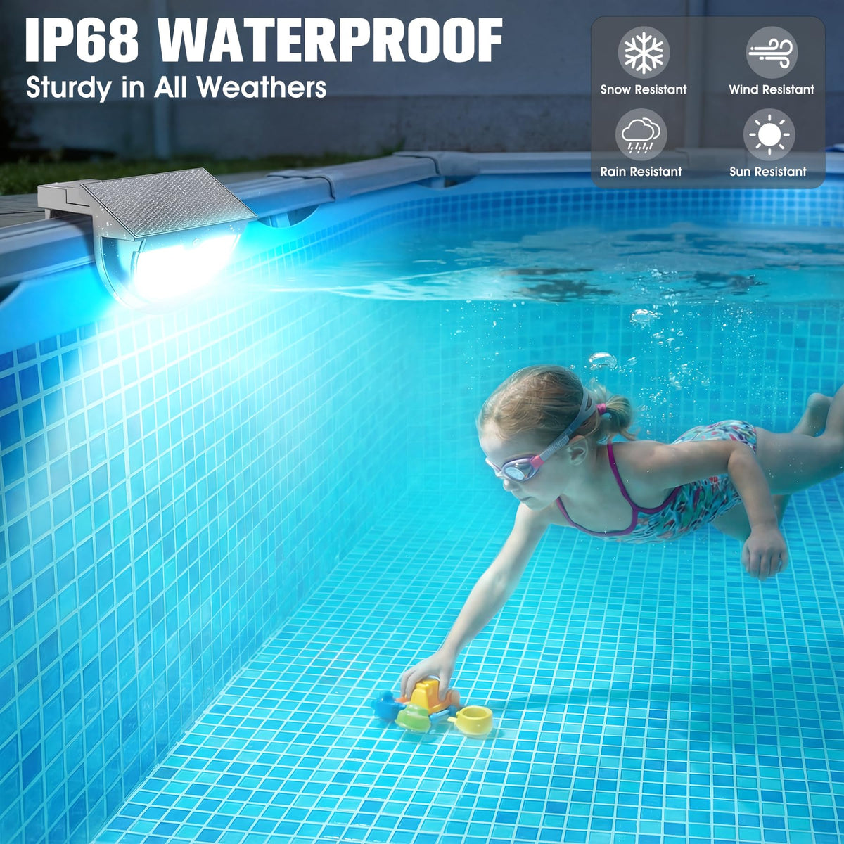 Niceput IP68 waterproof light withstands rain and splashes for reliable use.