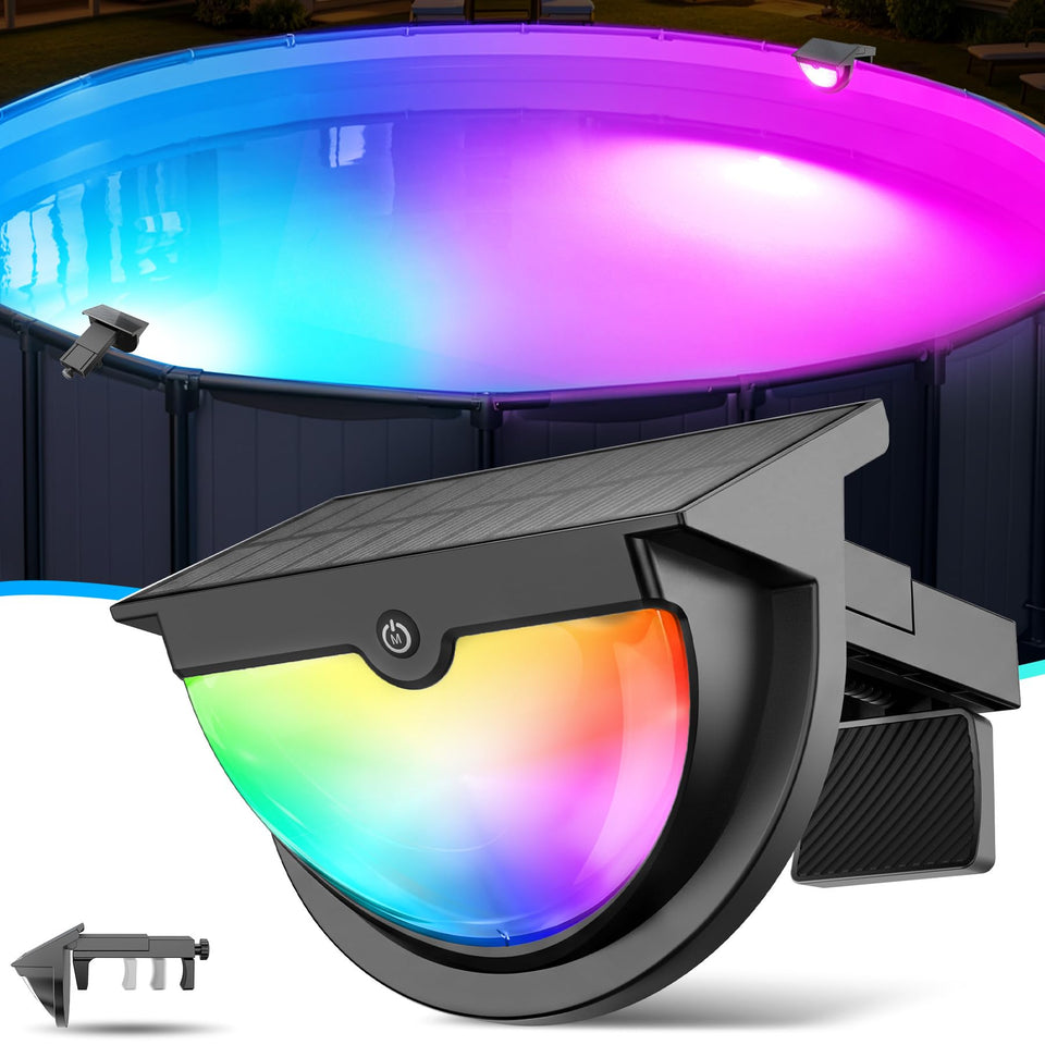 Niceput Solar Pool Lights color-changing for above-ground pools, vivid hues for nighttime ambiance.