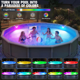 Niceput solar pool lights being set up quickly on pool stand