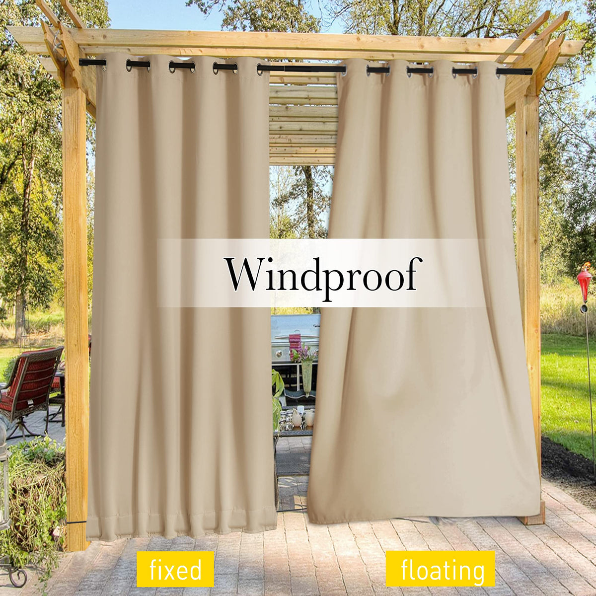 NICETOWN biscotti beige outdoor curtains suit various exterior styles