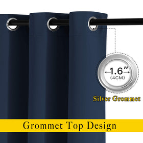 NICETOWN grommet-top detail with navy fabric showcases easy slide and modern style