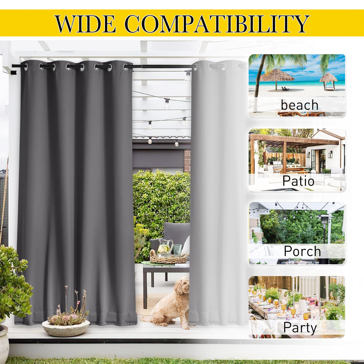 NICETOWN triple-weave fabric provides privacy and wind resistance