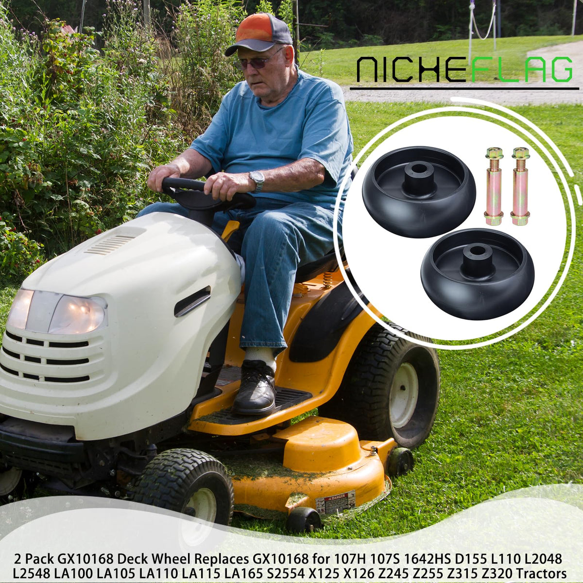 NICHEFLAG durable outdoor deck wheels withstand yard conditions