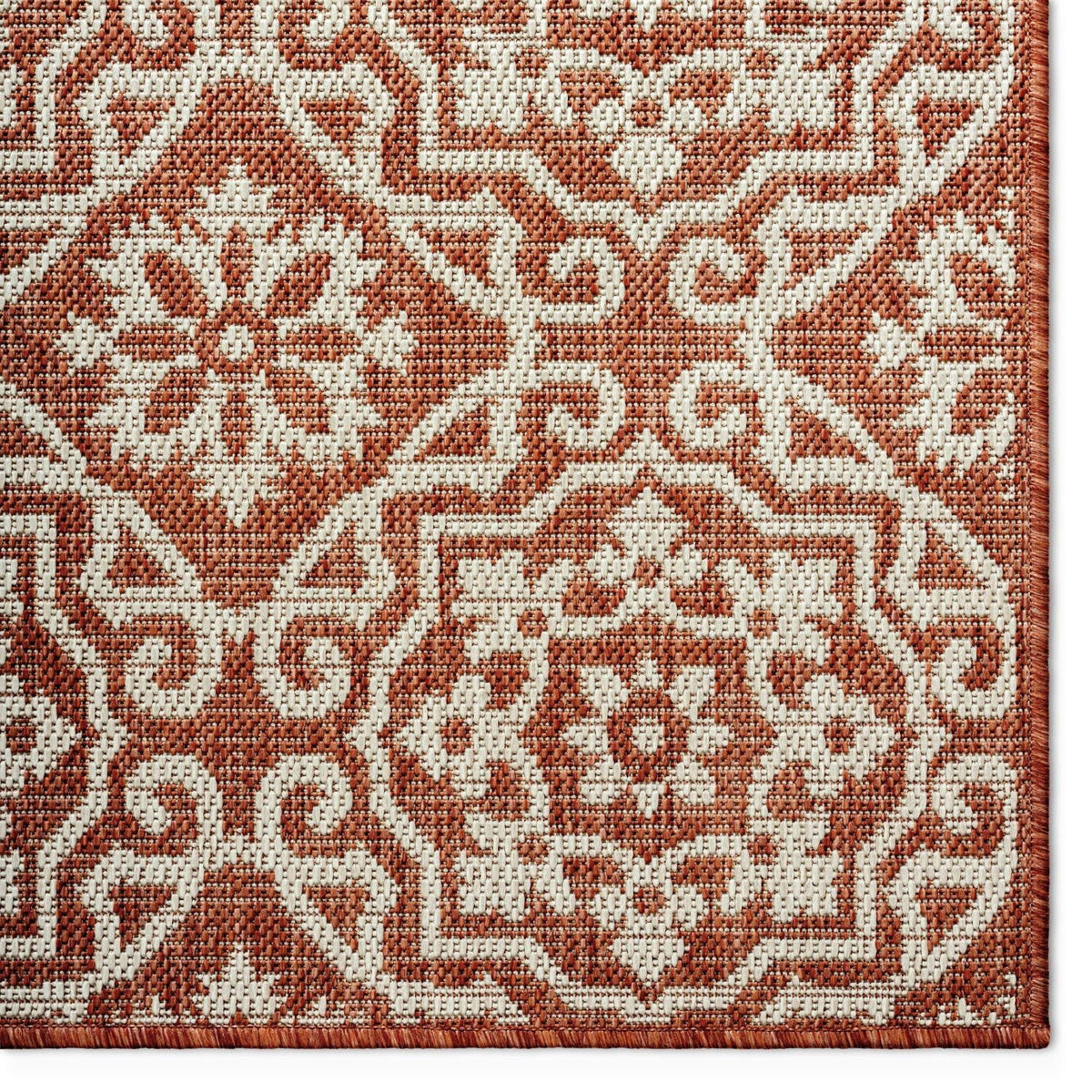 Close-up of the Danica rug showing medallion pattern and textured surface.