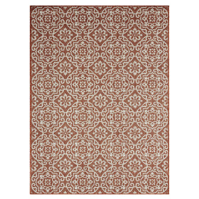 Danica rug displaying a geometric medallion for outdoor appeal.