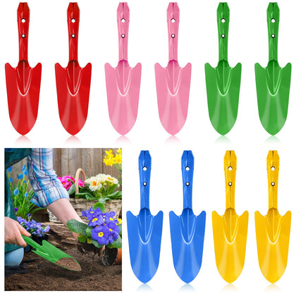 Nicunom 10-pack colorful metal hand trowels assembled for versatile garden tasks