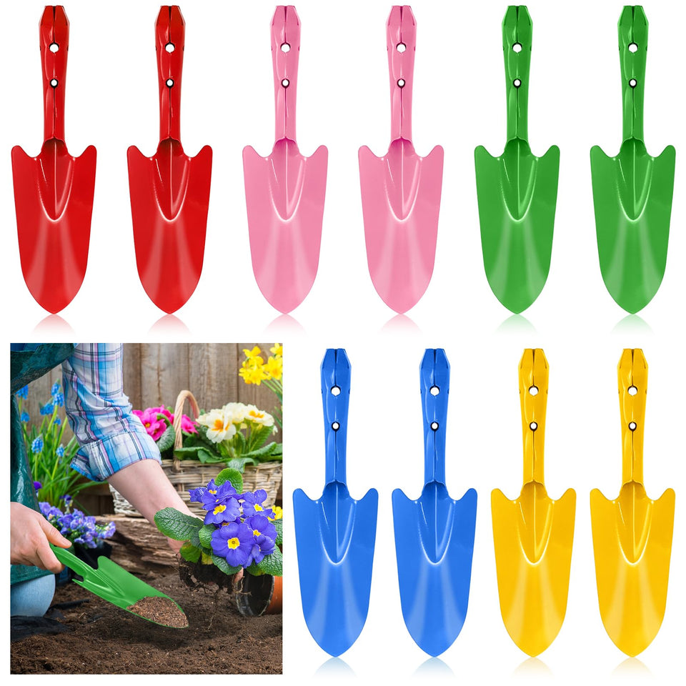 Nicunom 10-pack colorful metal hand trowels assembled for versatile garden tasks