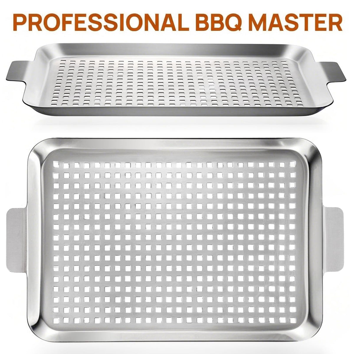 Nicunom heavy-duty 430 stainless grill topper; durable, even heat distribution for robust grilling.