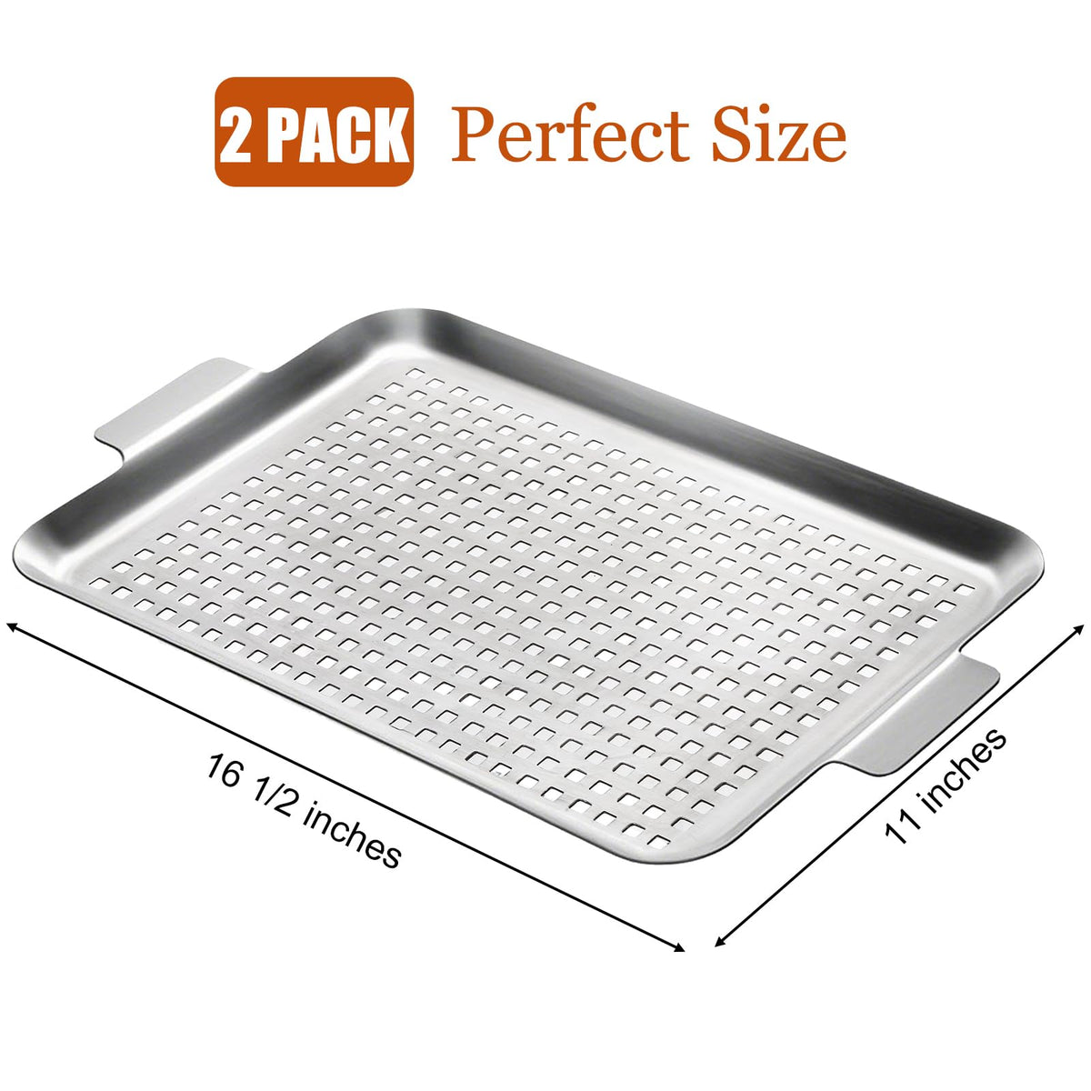 Nicunom grill topper perforated basket; helps juices flow while keeping food contained.