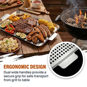 Nicunom raised rim grill topper; simple flipping and reduced food spill on the grate.