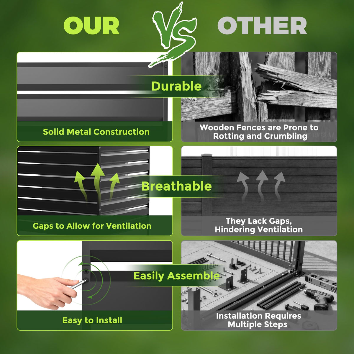 Nidouillet rust-resistant metal construction withstands harsh weather.