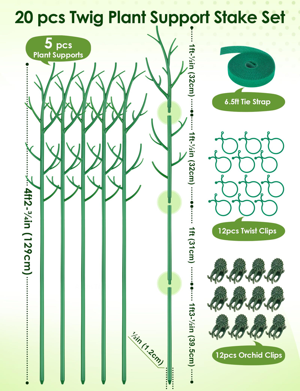 NiHome orchid clips secure delicate stems to the stake for neat vertical growth