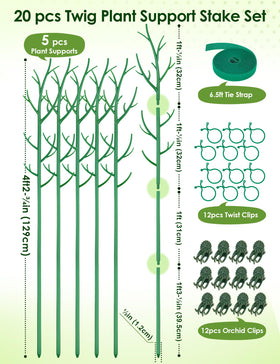 NiHome orchid clips secure delicate stems to the stake for neat vertical growth