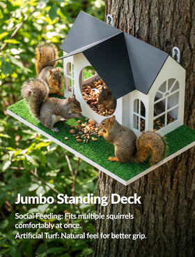 NiHome weather-resistant feeder with protective roof to keep snacks dry in rain.