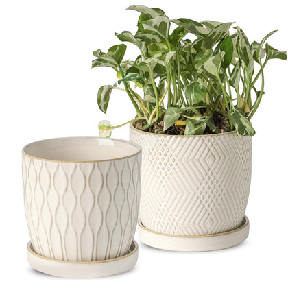 Nihow ceramic plant pot with drainage hole for healthy root growth and mess-free watering.