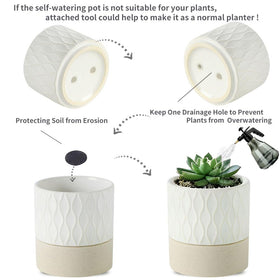 Nihow indoor plant pot with drainage holes and wick for easy hydration management.