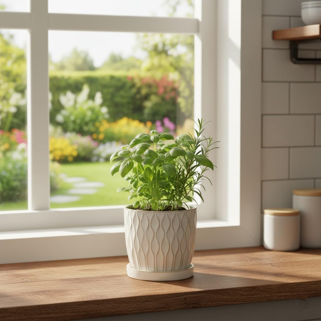 Nihow minimalist white pot blends with any décor.