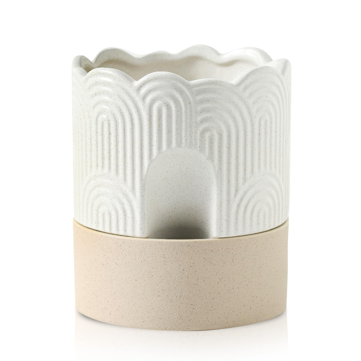 Nihow self-watering pot in beige 6-inch size ideal for indoor herbs