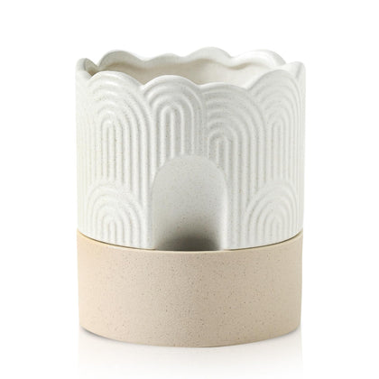 Nihow self-watering pot in beige 6-inch size ideal for indoor herbs