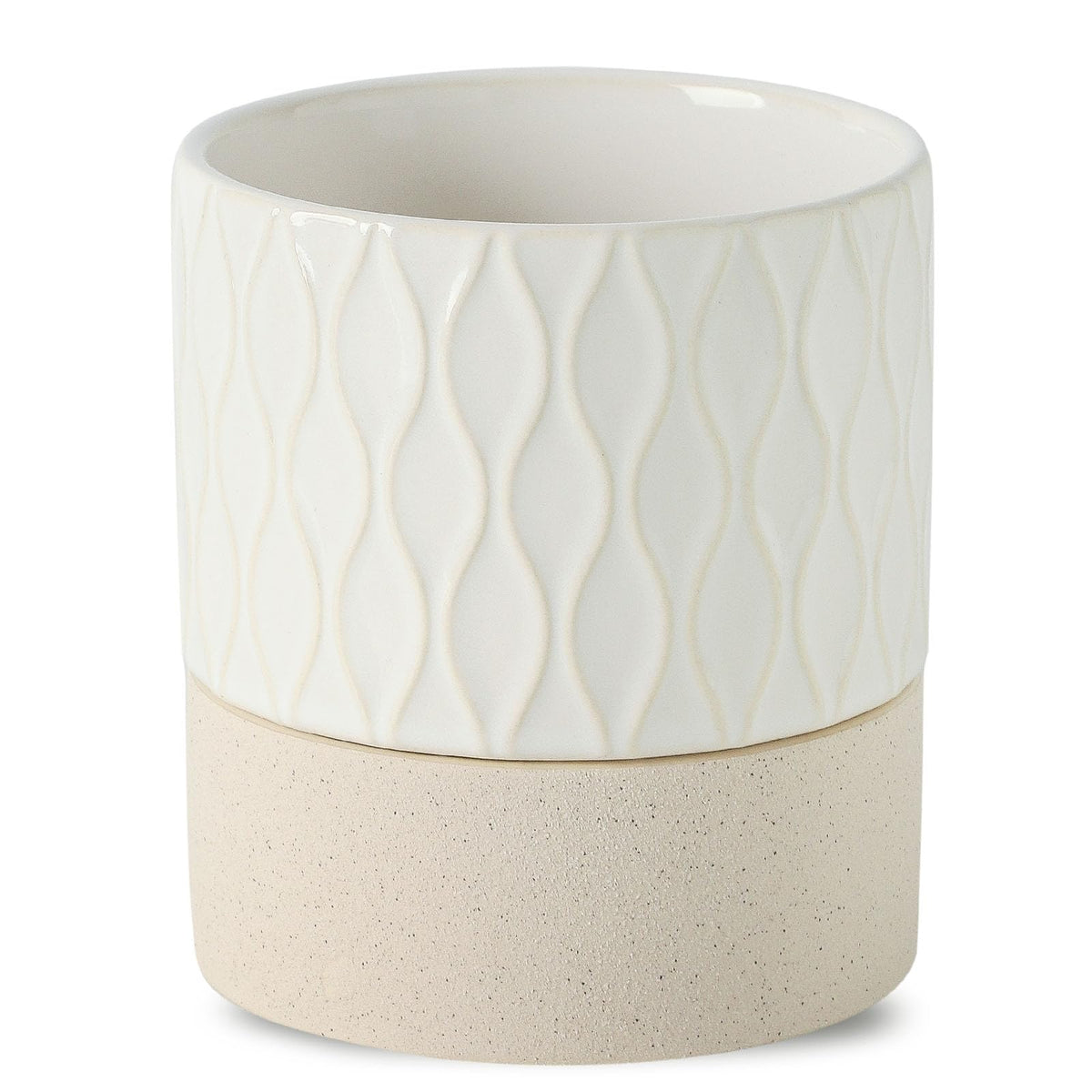 Nihow self-watering pot with 6-inch ceramic planter and water storage saucer for herbs.