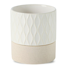 Nihow self-watering pot with 6-inch ceramic planter and water storage saucer for herbs.