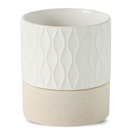 Nihow self-watering pot with 6-inch ceramic planter and water storage saucer for herbs.