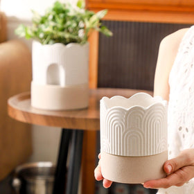 Nihow self-watering pot suitable for indoor and outdoor use.
