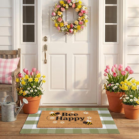 NIIKOOS layered doormat flatweave rug adds depth without blocking door clearance