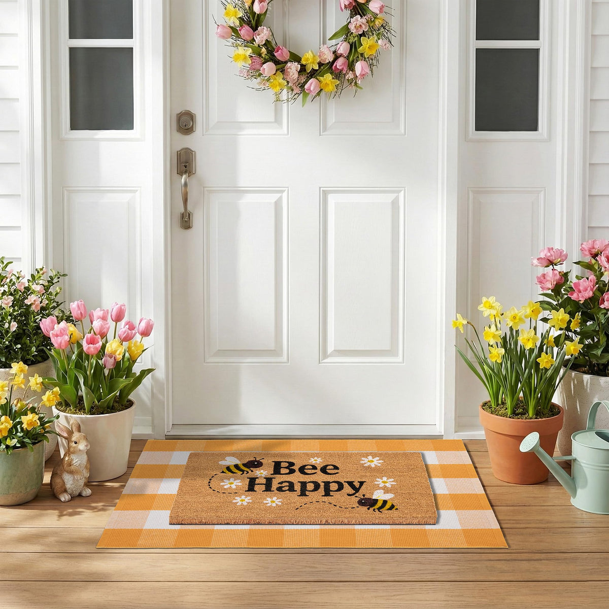 NIIKOOS Layered Doormat Flatweave Rug adds depth without blocking door clearance.