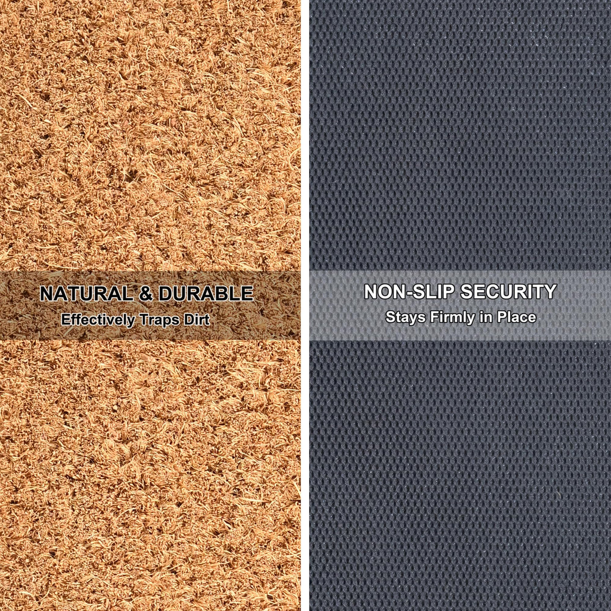 NIIKOOS Natural Coir Welcome Mat features durable fiber and decorative print for covered porches.