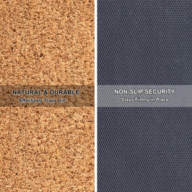 NIIKOOS Natural Coir Welcome Mat features durable fiber and decorative print for covered porches.