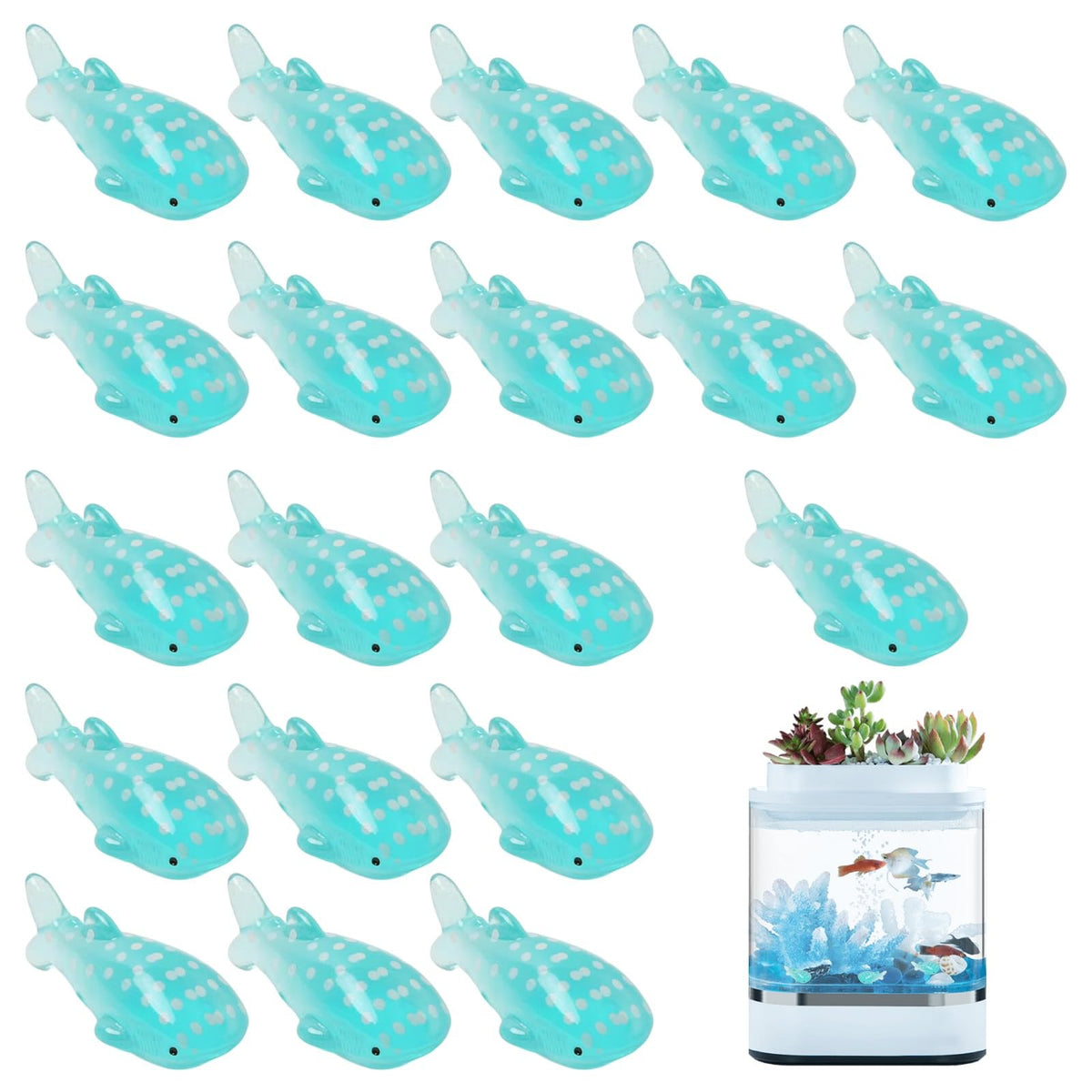 NIIIYTYB 20-piece whale figurines pack for fairy gardens and dioramas