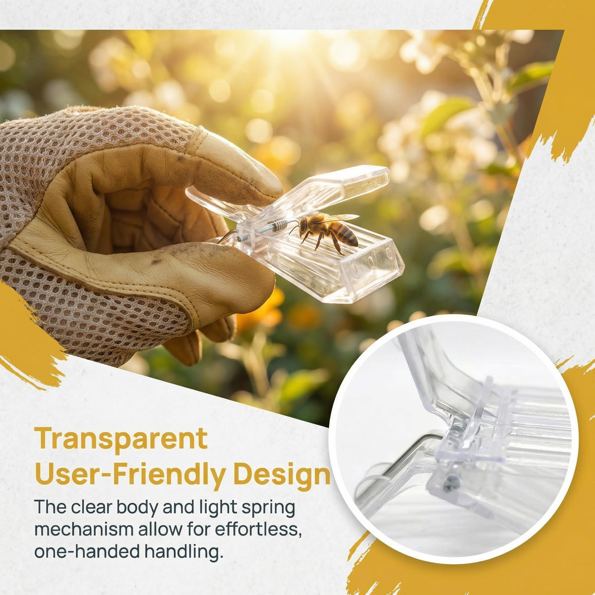NIIIYTYB bee clip transparent design provides clear queen visibility.