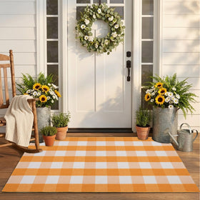 NIIKOOS versatile-entryway-plaid-decor enhances entryways and patios with timeless charm
