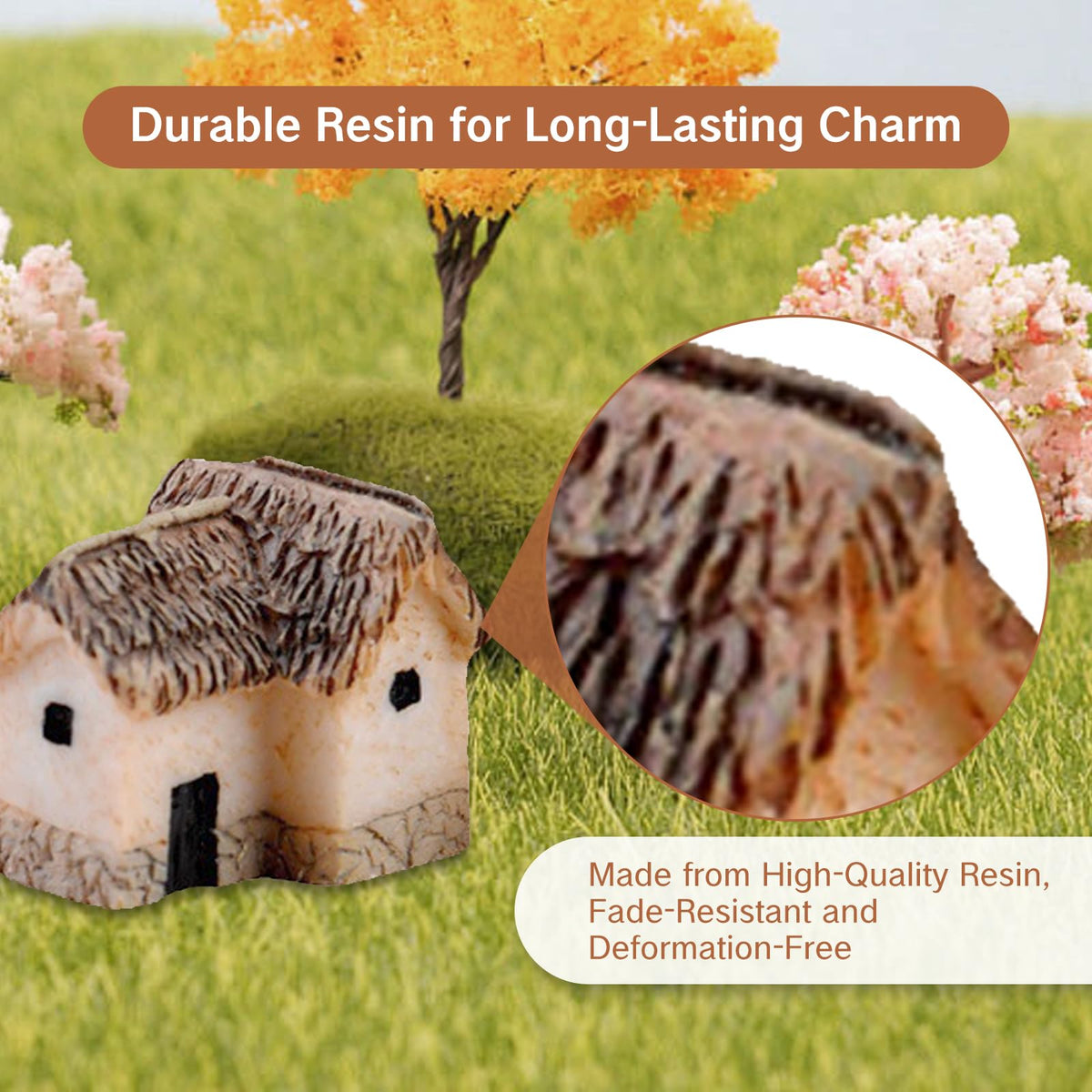 NIIIYTYB durable resin craft houses resist moisture for outdoor or indoor use.