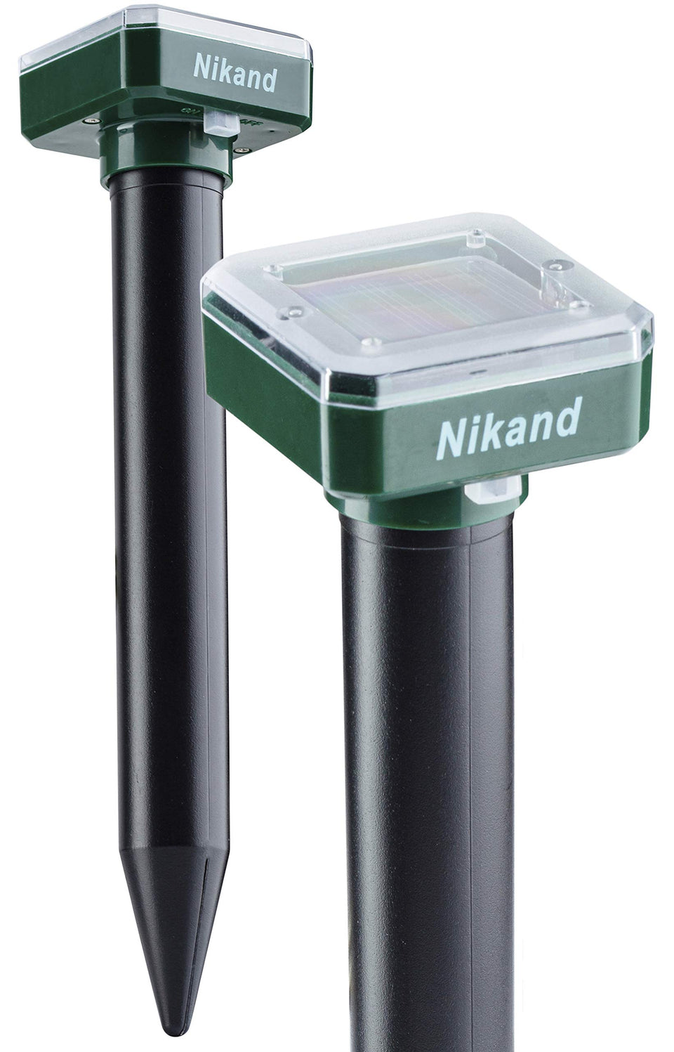 NIKAND Mole Repellent Stakes 2 Pack protecting lawns from burrowing pests