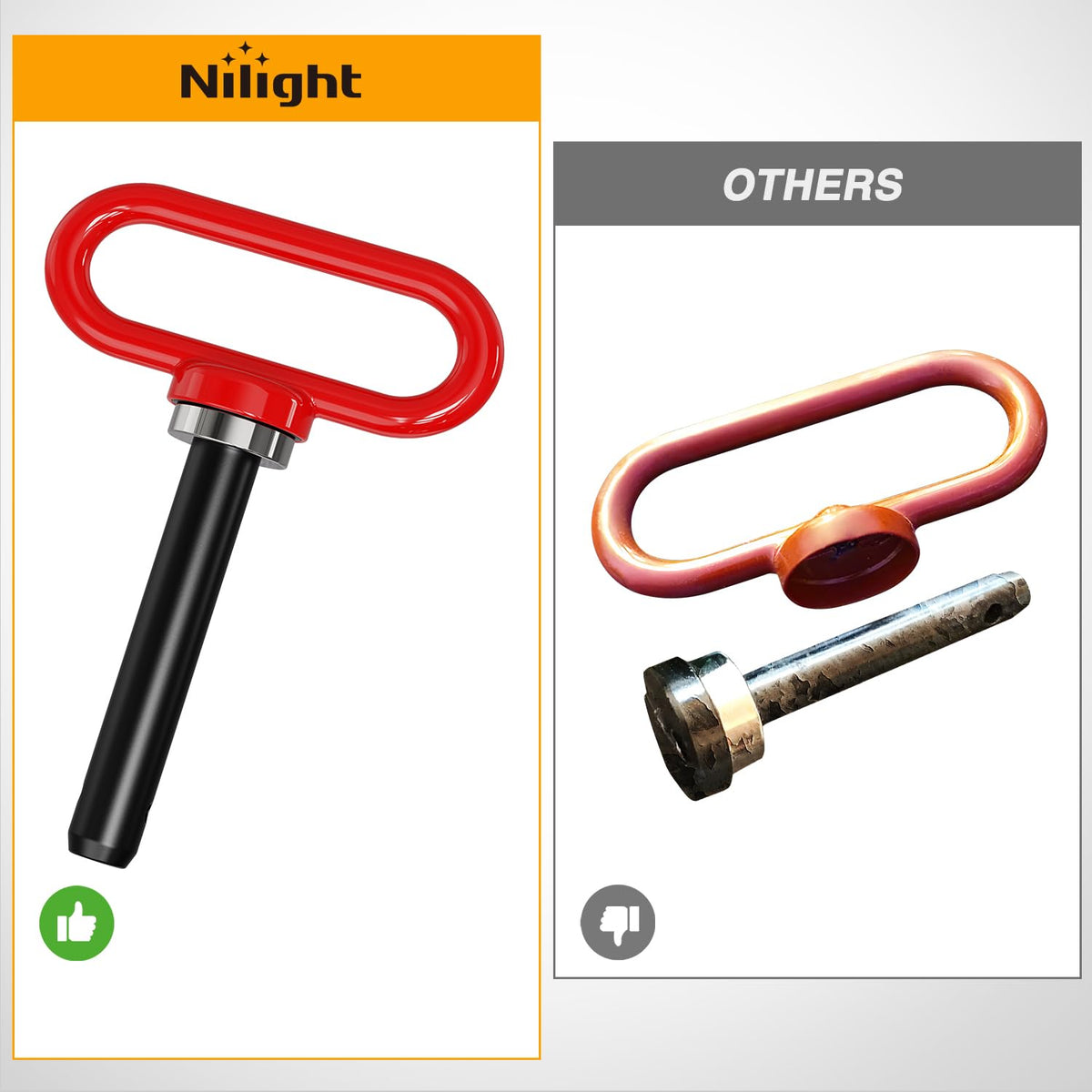 Nilight easy-grip hitch pin supports one-handed installation and removal.