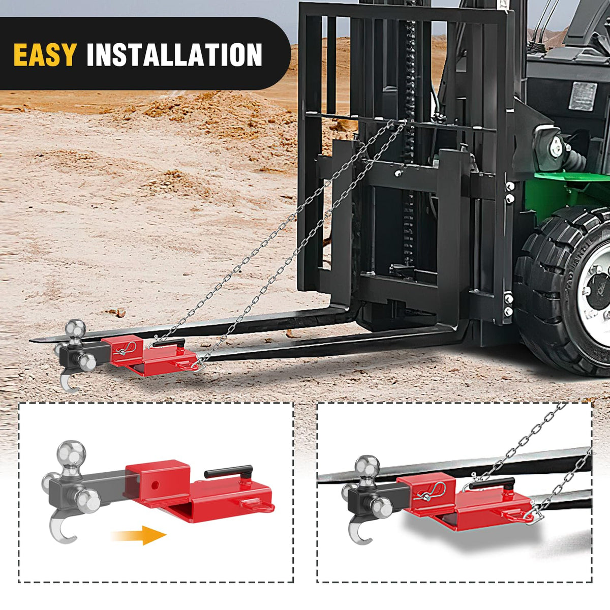 Nilight forklift hitch red powder-coated finish resists outdoor rust.