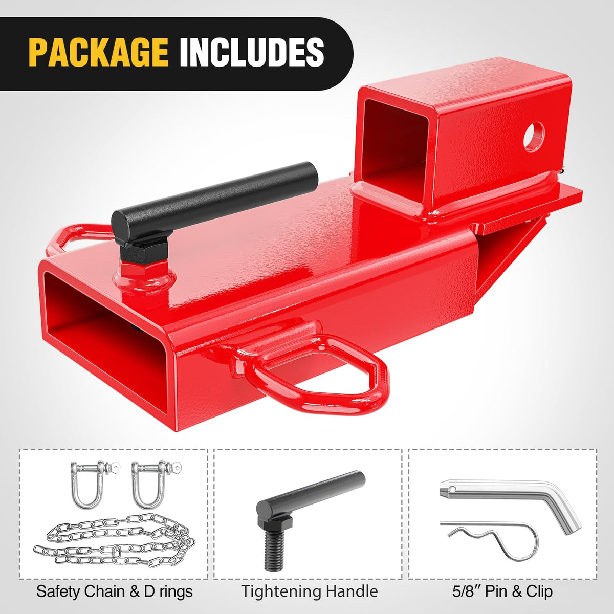 Nilight hitch with safety chain in use for secure towing.