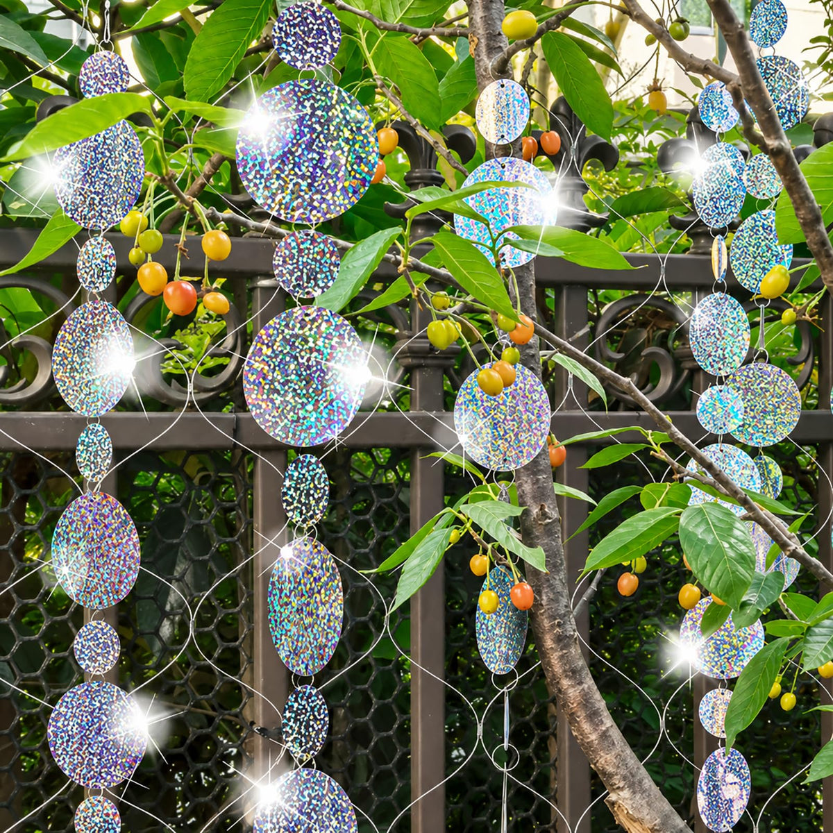 Nilioerup bird scare disc 40-inch length deters birds with reflective shimmer and wind movement