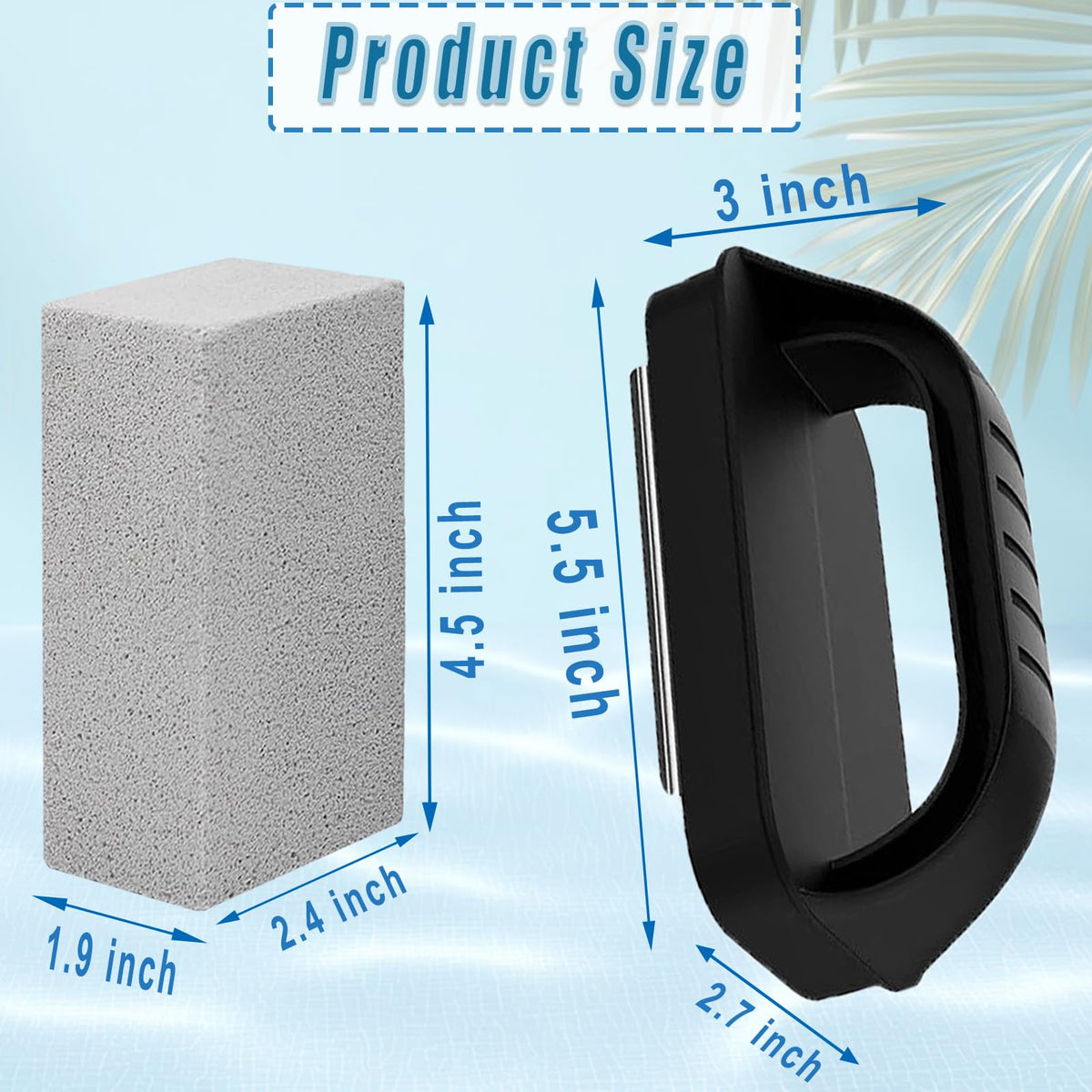Nilioerup pumice stone in use on pool tiles to remove stains.