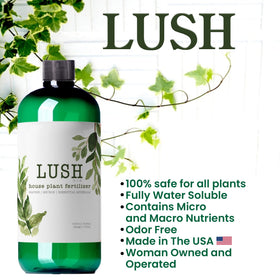 NilocG Lush Houseplant Fertilizer label close-up shows balanced 3-1-2 NPK.