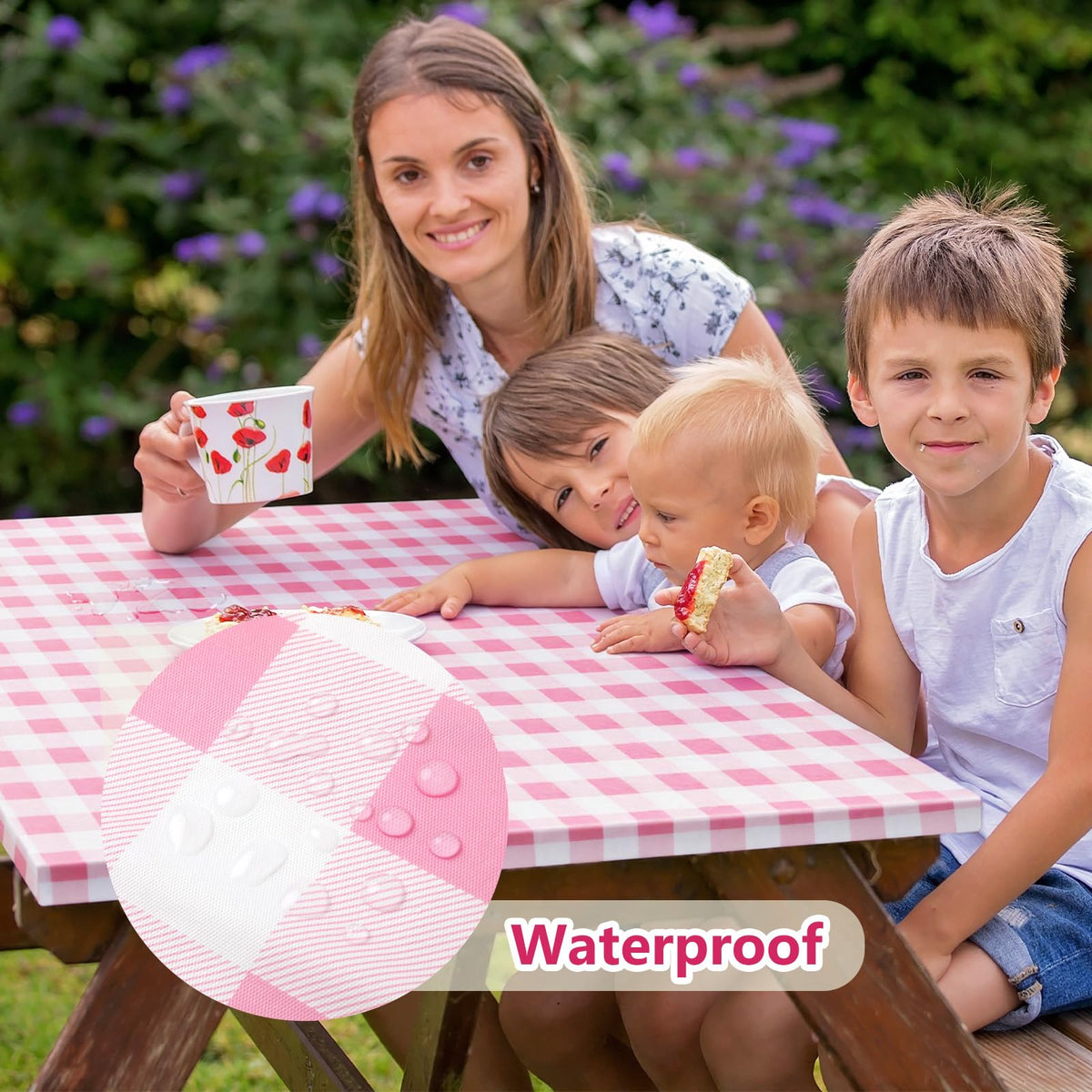 Nimalpal pink bench covers for 72-inch benches providing tidy seating.