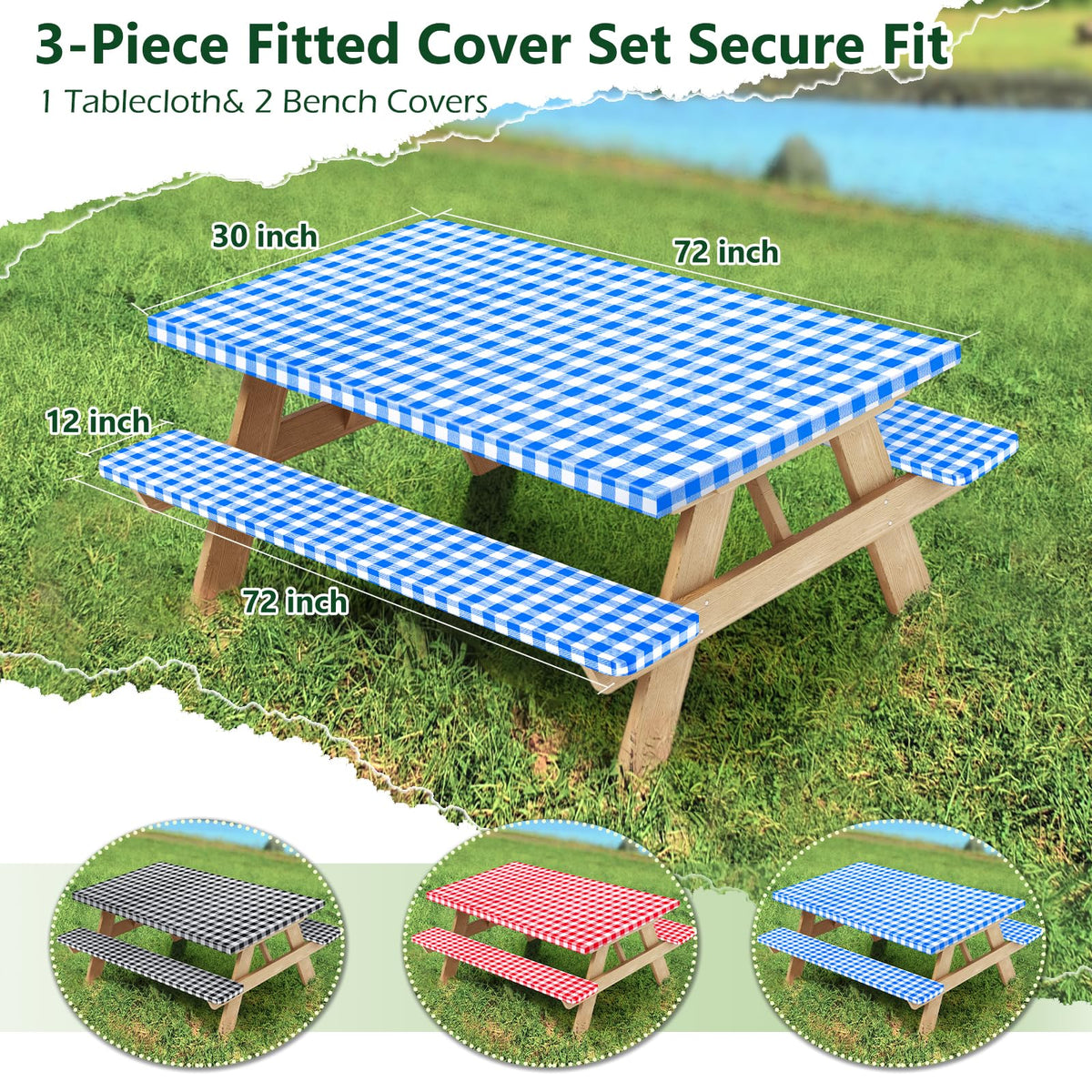Nimalpal blue bench covers protect seats during camping.