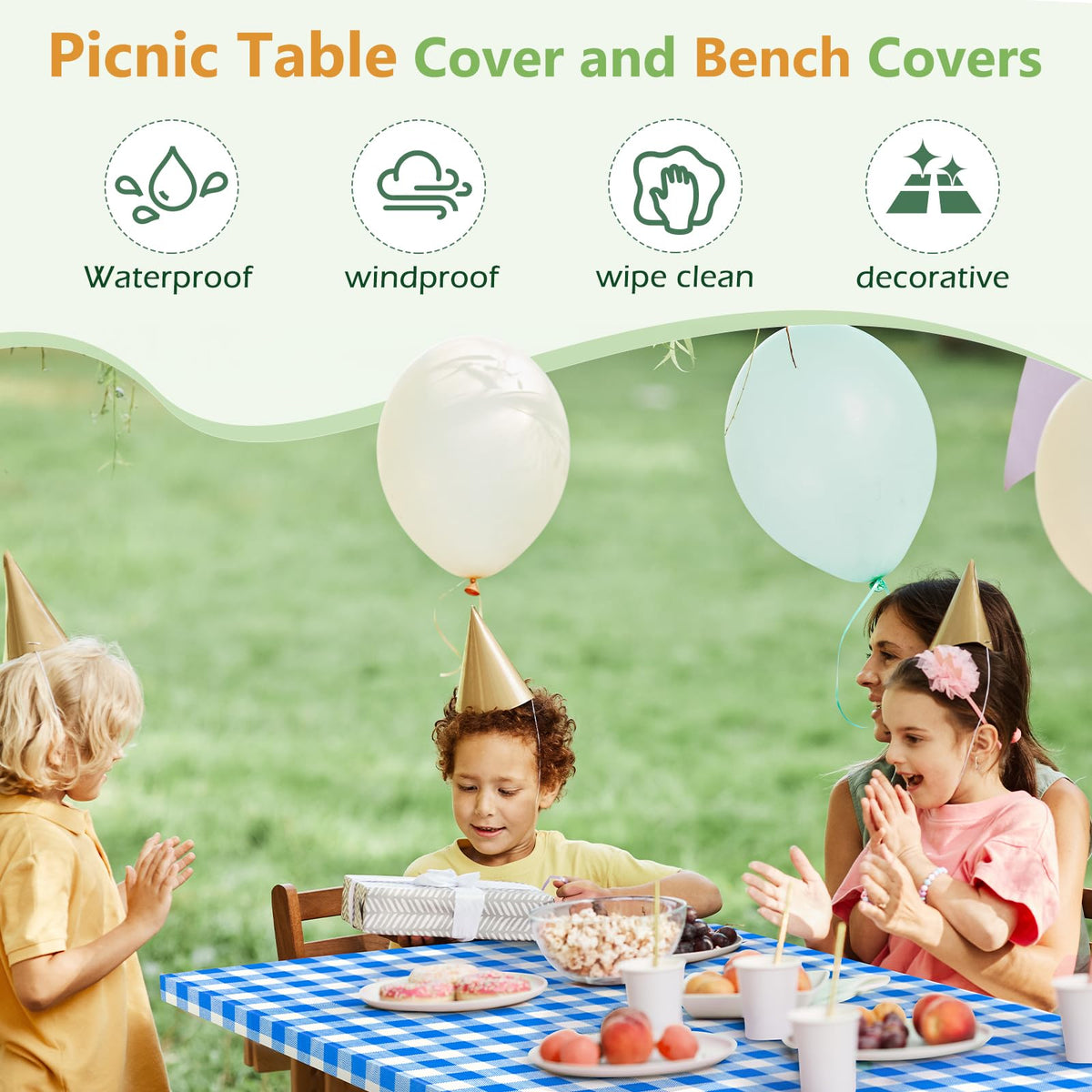 Nimalpal classic blue check pattern enhances outdoor dining setup.