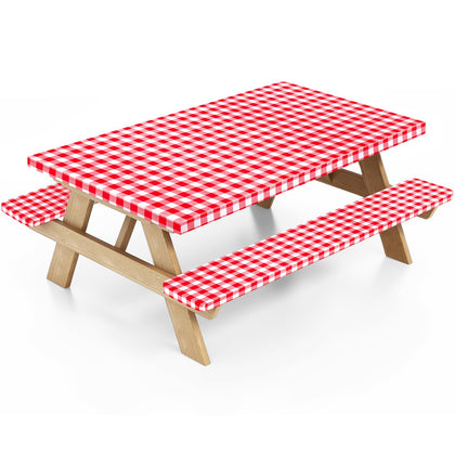 Nimalpal picnic table cover in red, 72x30 inches, waterproof and easy to wipe clean