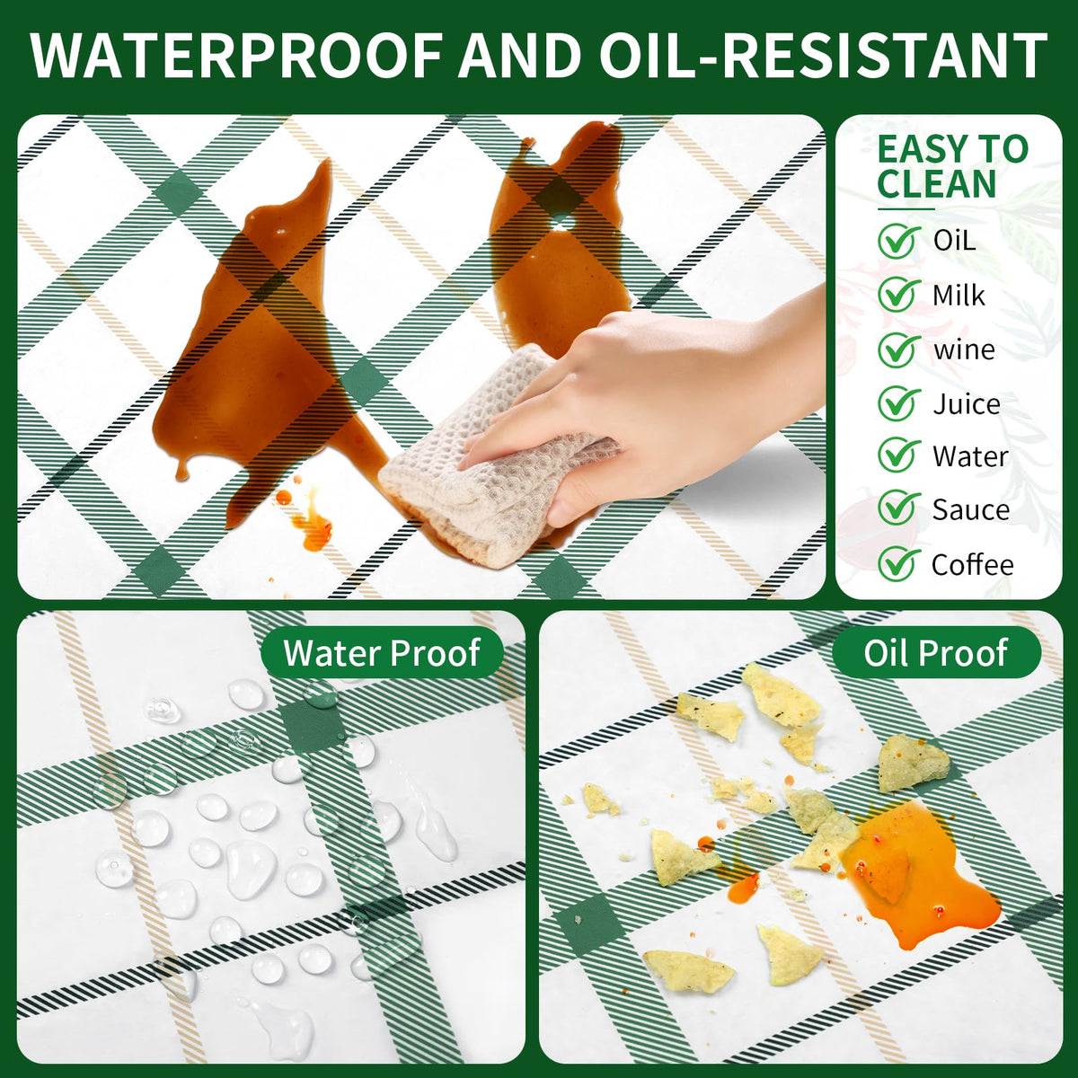 Nimalpal waterproof lining detail highlights spill resistance for picnics and barbecues.
