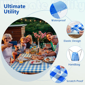 Nimalpal windproof elastic corners keep the tablecloth secure outdoors.