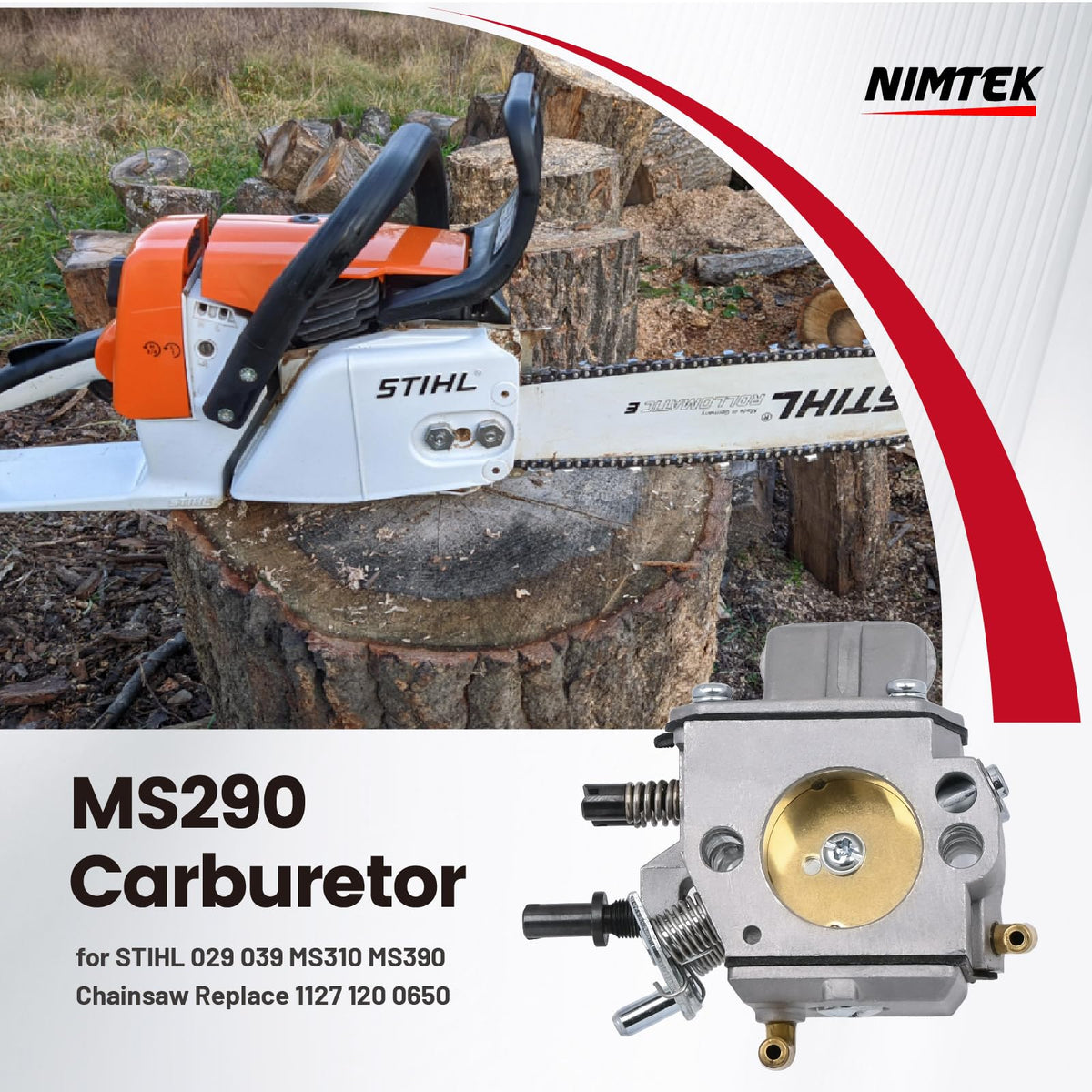NIMTEK MS290 ignition coil delivering strong spark for easier starts.